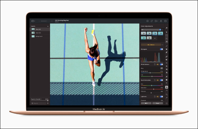 Uma imagem no Adobe Lightroom em um Apple MacBook Air com M1.