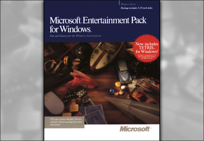 A caixa do Microsoft Entertainment Pack para Windows, por volta de 1990.