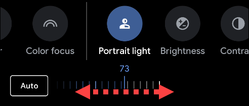 Arraste o controle deslizante para ajustar o brilho da iluminação em uma imagem.