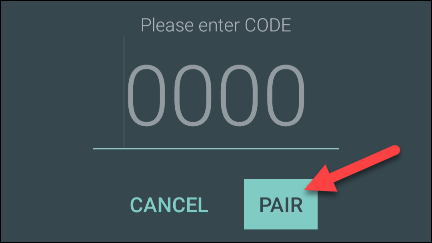 insira o código de pareamento
