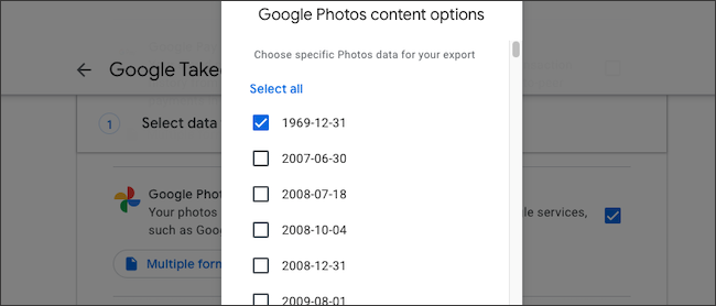 Selecione o álbum do Google Fotos para backup