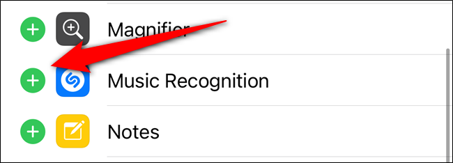 Selecione o ícone "+" ao lado de "Reconhecimento de música"
