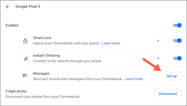 Configurar mensagens do Android no Chromebook