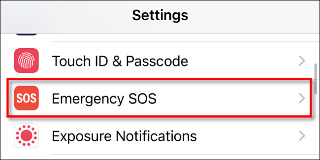 Em Ajustes no iPhone, toque em "SOS de Emergência".
