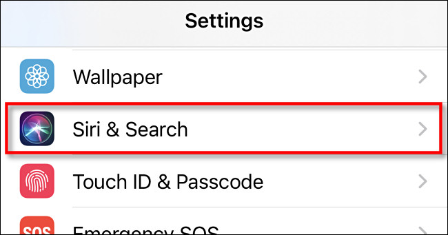 Em Configurações, toque em "Siri e Pesquisa".
