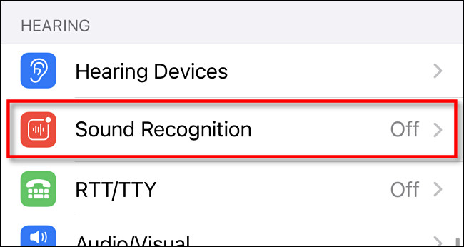 Nas configurações de acessibilidade, toque em "Reconhecimento de som"