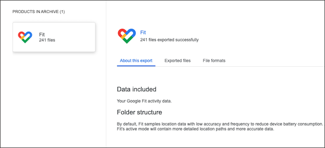 Exportar e visualizar dados do Google Fit