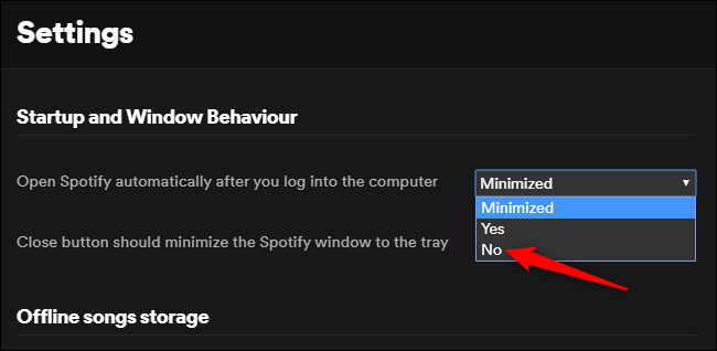 Desativando a inicialização automática do Spotify no Windows.