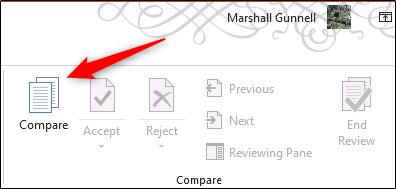 Opção de comparação no Microsoft PowerPoint