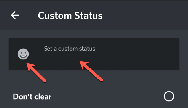 Digite um status personalizado e toque no emoji para selecionar um.