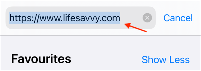 Insira o URL no Safari