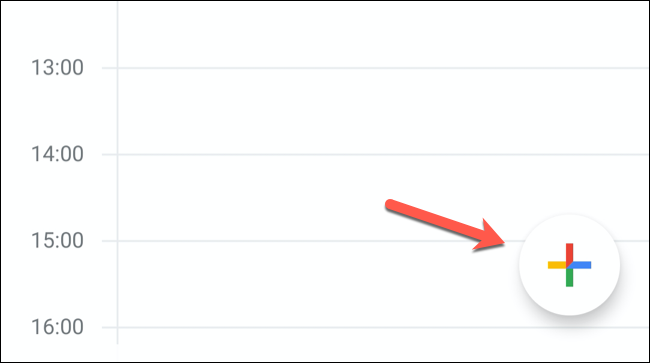 No aplicativo móvel do Google Agenda, toque no botão "Adicionar evento" no canto inferior direito.