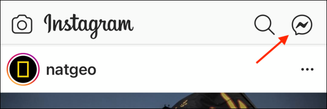 Toque no ícone do Messenger no Instagram