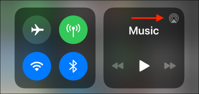 Toque no botão AirPlay no Control Center