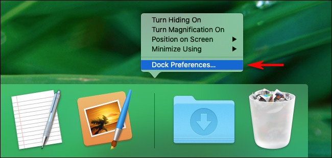 Em um Mac, clique com o botão direito no Dock e selecione "Preferências do Dock"