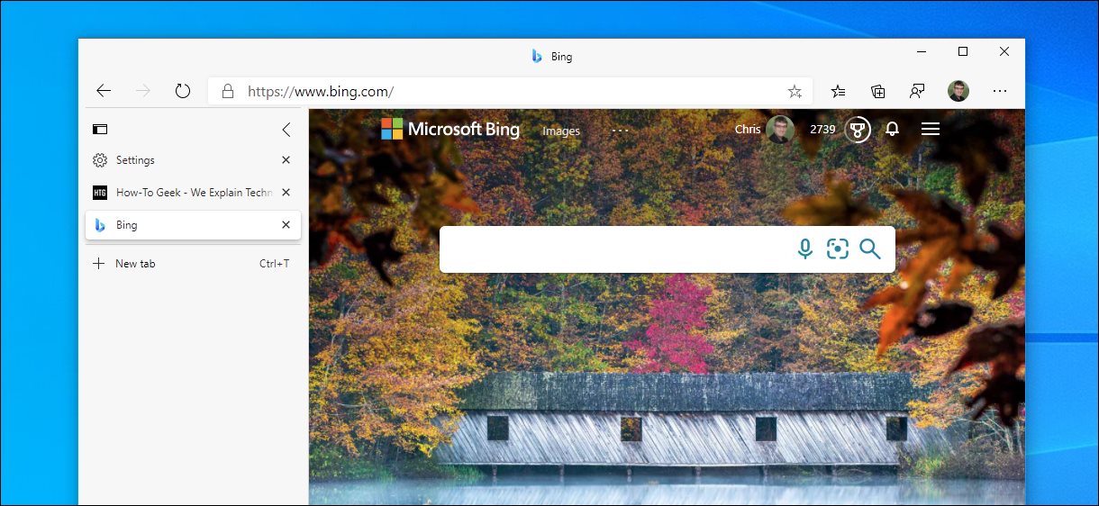 A barra lateral da guia vertical no Microsoft Edge