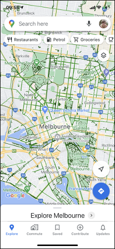 Mapa de ciclismo do Google Maps