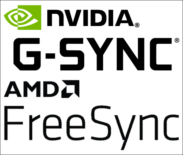 Os logotipos NVIDIA G-Sync e AMD FreeSync.