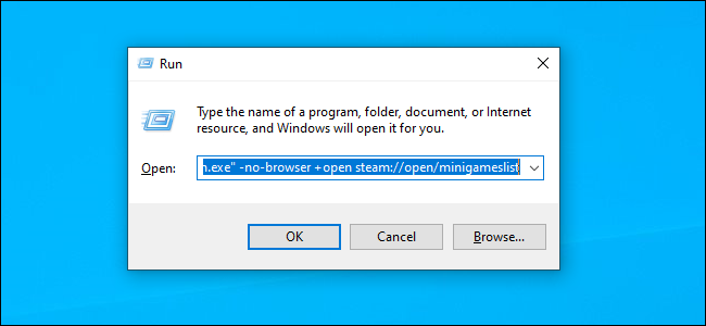 Iniciar o Steam com o comando no-browser usando a caixa de diálogo Executar
