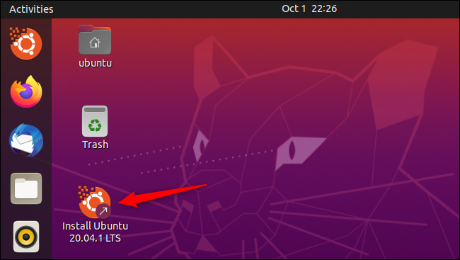 Inicie o aplicativo "Instalar Ubuntu" na área de trabalho
