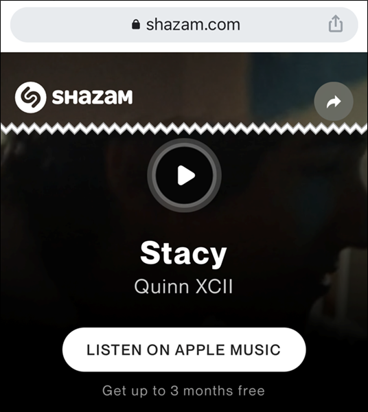 Saiba mais sobre a música no site do Shazam