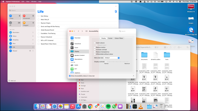 Captura de tela do macOS Big Sur com e sem Transparência 2