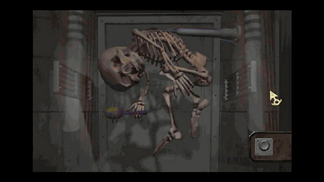 Um esqueleto em uma cena de "Zork Nemesis".