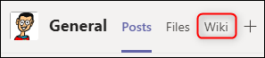 A guia "Wiki" em um canal Teams.
