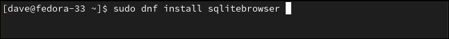 sudo dnf instalar sqlitebrowser em uma janela de terminal