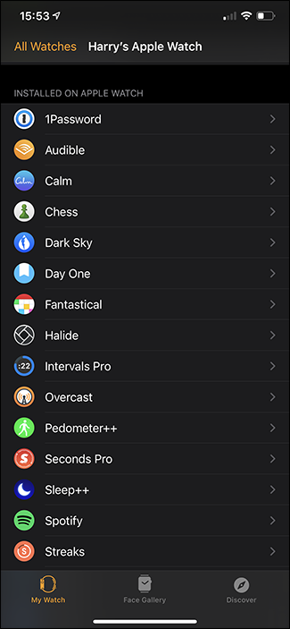 lista de aplicativos instalados no apple watch