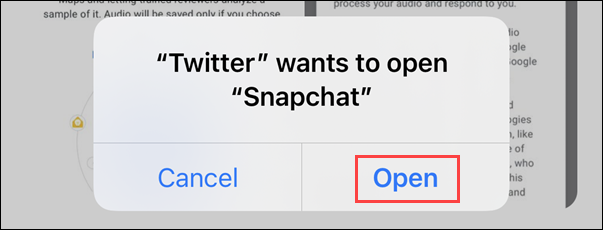permitir a abertura do snapchat