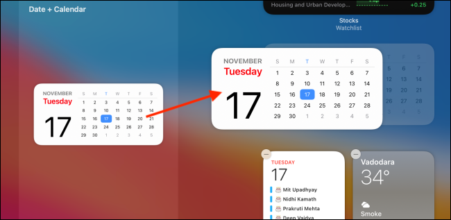 Arraste os novos widgets para onde deseja colocá-los