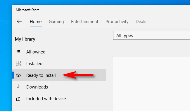 Na Microsoft Store, clique em "Pronto para instalar" no menu da barra lateral.