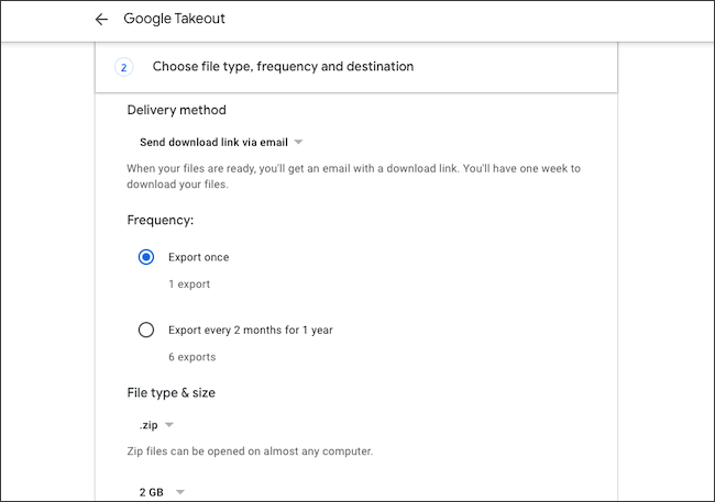 Customize Google Drive data export