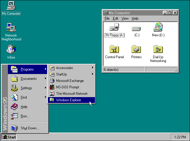 Uma captura de tela do Microsoft Windows 95.