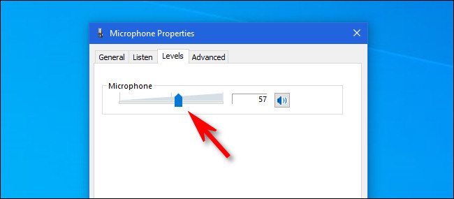 Clique no controle deslizante de volume e use-o para ajustar o volume de entrada do microfone.