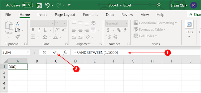 Fórmula de número aleatório do Excel