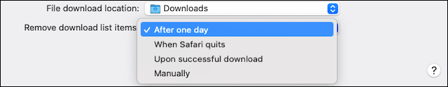 Remova automaticamente os itens da lista de download no Safari macOS
