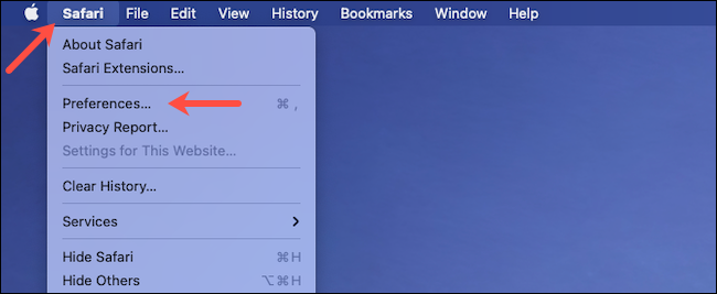 Visite as preferências do Safari no macOS