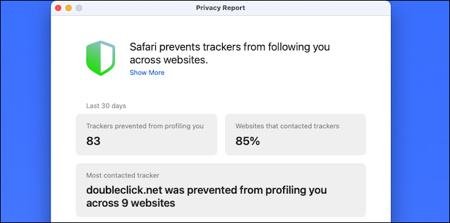 Verifique o seu relatório de privacidade no Safari