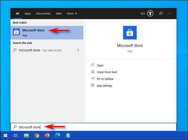 Abra o menu Iniciar e pesquise "Microsoft Store" e clique no ícone Microsoft Store.