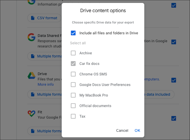 google drive export list of files