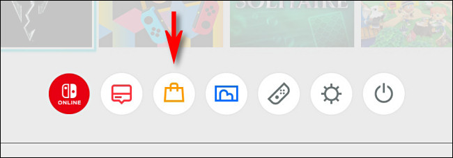 Na tela inicial do Nintendo Switch, toque no ícone da sacola de compras para iniciar o aplicativo Nintendo eShop.