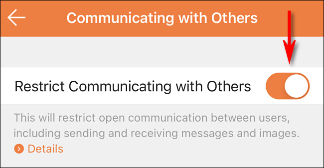 No aplicativo Nintendo Switch Parental Controls, ative "Restringir a comunicação com outras pessoas".