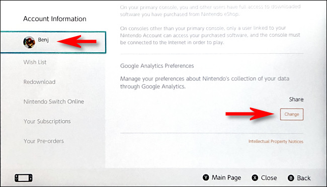 Na tela de informações da conta, desça até a parte inferior da página até a seção Google Analytics e toque em "Alterar". 