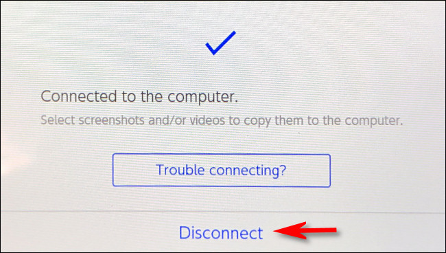 Toque no botão "Desconectar" em seu switch para encerrar a conexão USB.