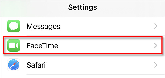 Nas configurações do iPhone, toque em "FaceTime".