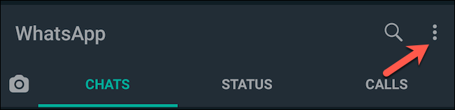 Toque no menu de três pontos no aplicativo WhatsApp