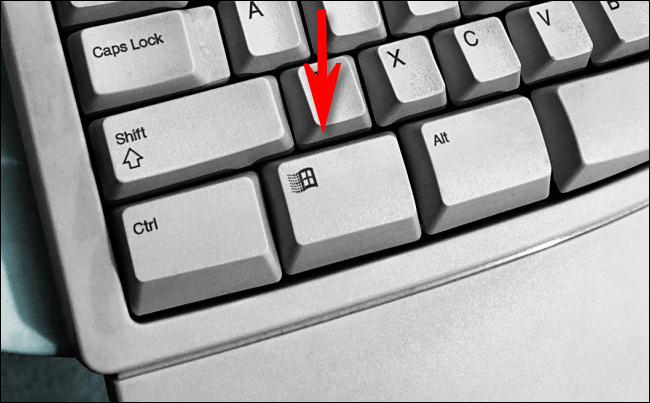 A tecla do Windows em um teclado Microsoft Natural. 