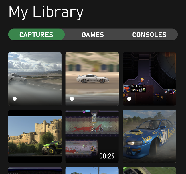 Biblioteca de captura do Xbox